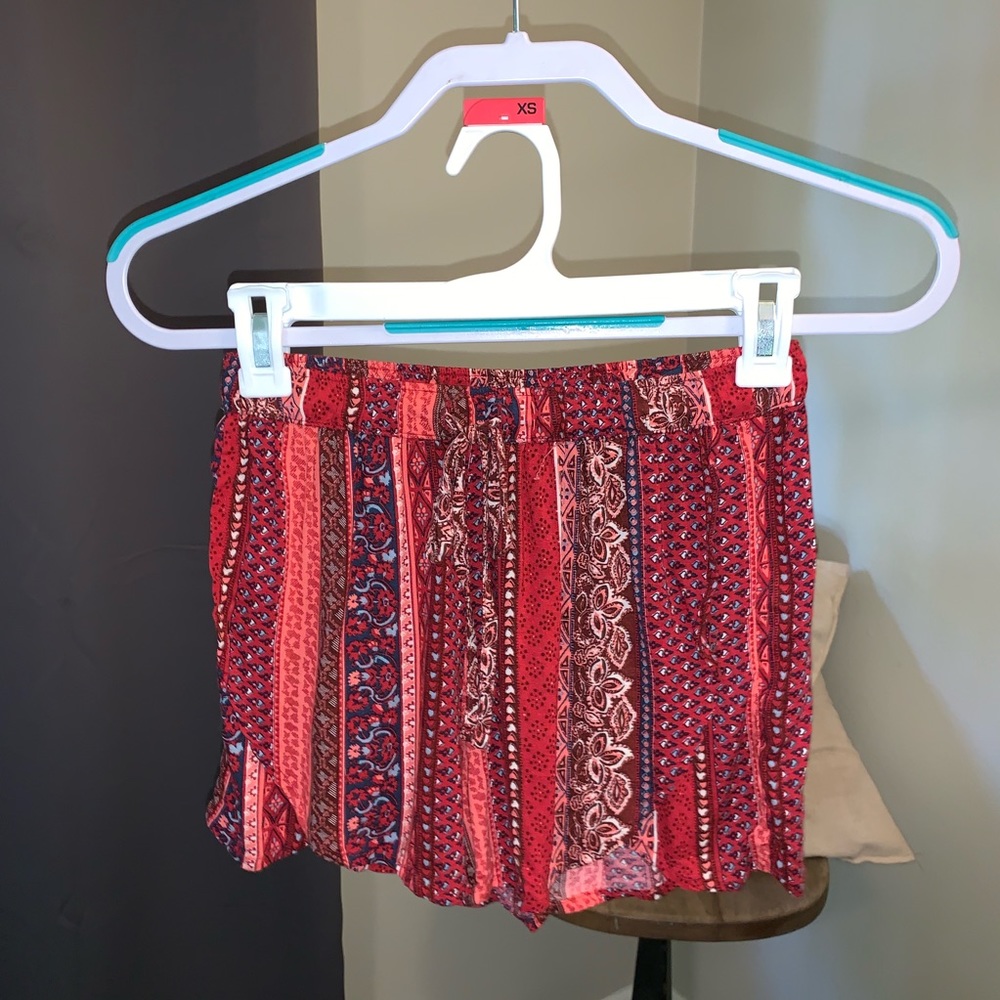Pink Patterned Flowy Shorts